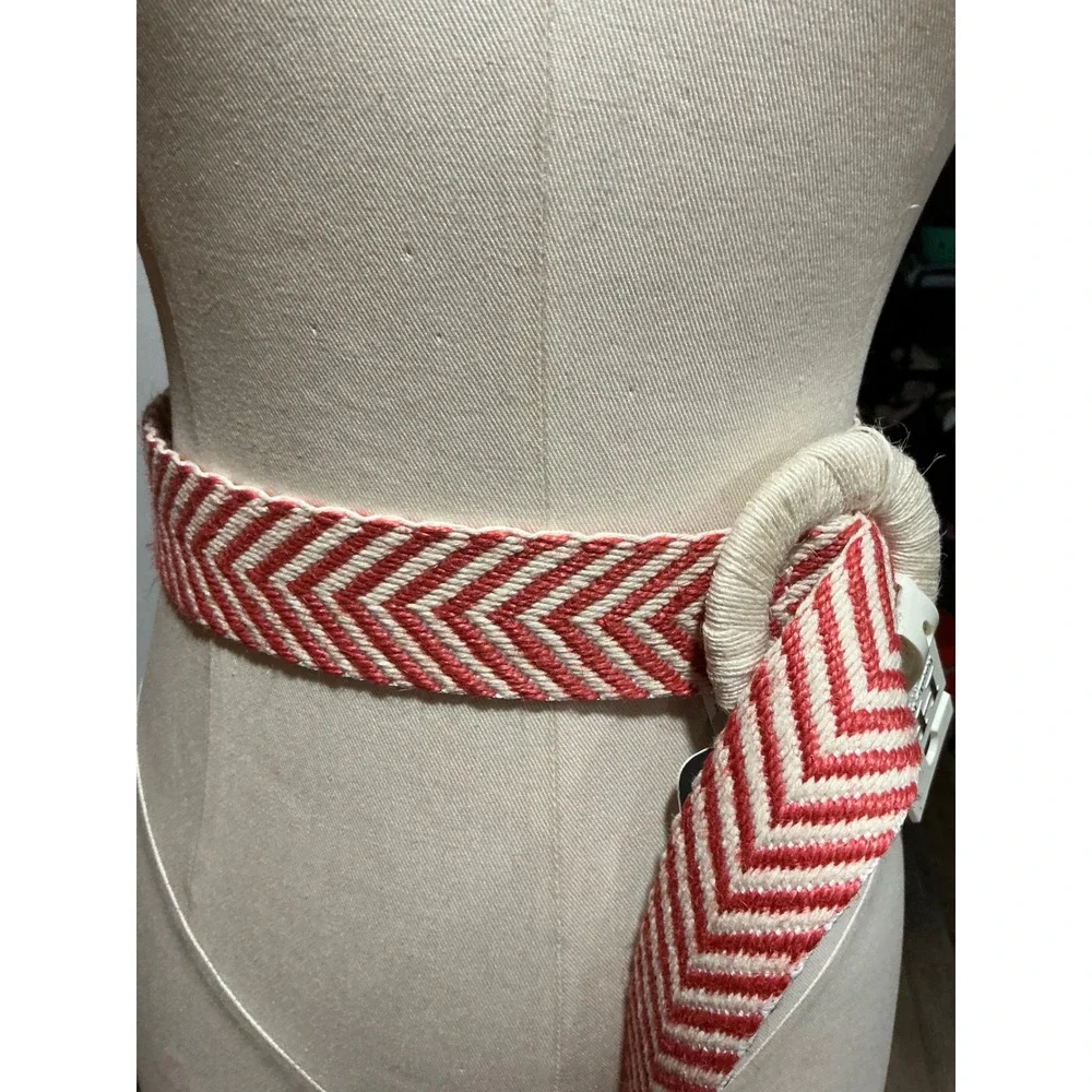 Haute Hippie Terracotta Chevron Woven Belt Rope Buckle Boho Chic Statement NWT